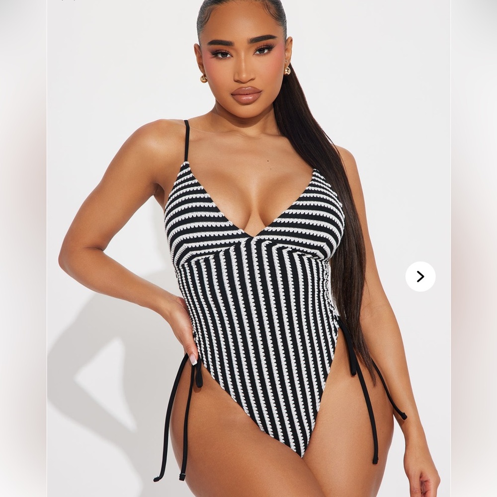 Black and White Striped One Piece